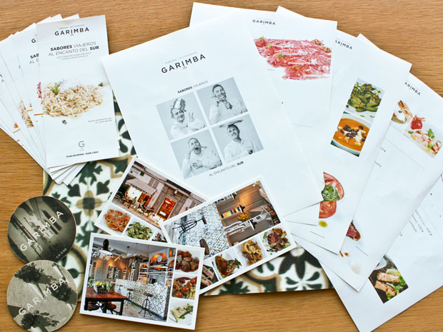 Diseño de cartas para restaurante Garimba Sur en Vejer